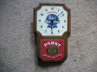 Vintage Pabst Blue Ribbon Beer Wood Advertising Clock - Signworks -