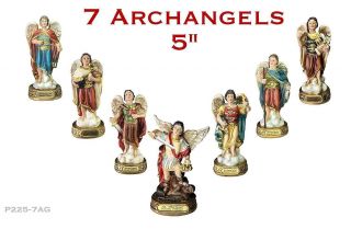 7 Archangel Michael,  Gabriel,  Rafael 5 " Inch Full Statue Set