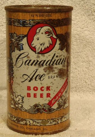 1950s Canadian Ace Bock Flat Top Beer Can Chicago Illinois Bock Stamped On Lid
