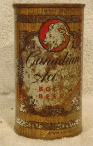 1950s CANADIAN ACE BOCK FLAT TOP BEER CAN CHICAGO ILLINOIS BOCK STAMPED ON LID 3