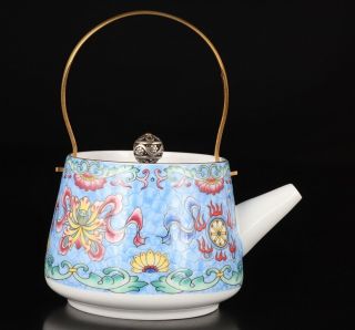 Unique Chinese Porcelain Teapot Kettle Painting Flower Handicraft Home Gift