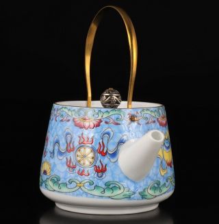 UNIQUE CHINESE PORCELAIN TEAPOT KETTLE PAINTING FLOWER HANDICRAFT HOME GIFT 3