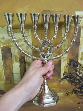 Menorah Jerusalem Temple 10 Inch Height 25 Cm 7 Branches Brass