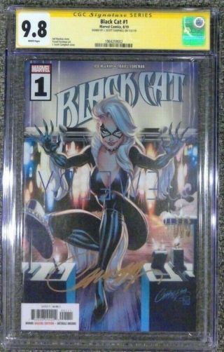 Black Cat 1_cgc 9.  8 Ss_signed By Cover Artist J Scott Campbell