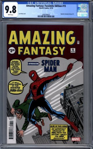 Fantasy 15 Facsimile Edition Reprints 1st Appearance Spider - Man Cgc 9.  8