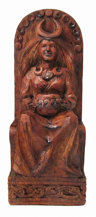 Seated Goddess Statue - Wood Finish - Dryad Designs - Wiccan Wicca Pagan Moon