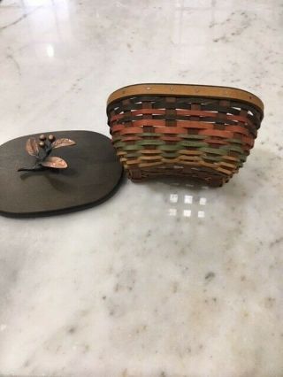 Longaberger Small Basket With Lid And Liner Harvest Colors,  2010