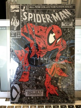 Spider - Man 1 (1990,  Marvel) Silver Edition Signed By Todd Mcfarlane Nm