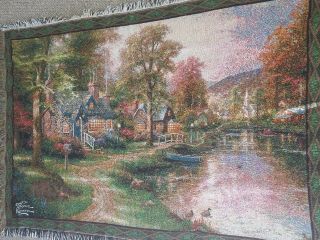 Thomas Kinkade Painter Of Light Throw Blanket 100 Cotton 66 " X 44 " Cottage Guc