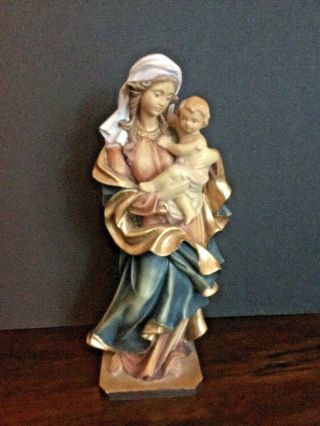 Dolfi Wood Carved Nativity Figurine Mary & Jesus Made In Italy