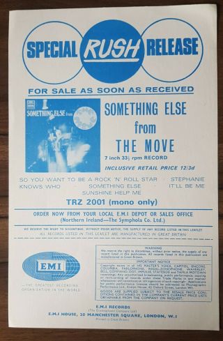 Something Else From The Move - Emi Special Rush Release Flyer