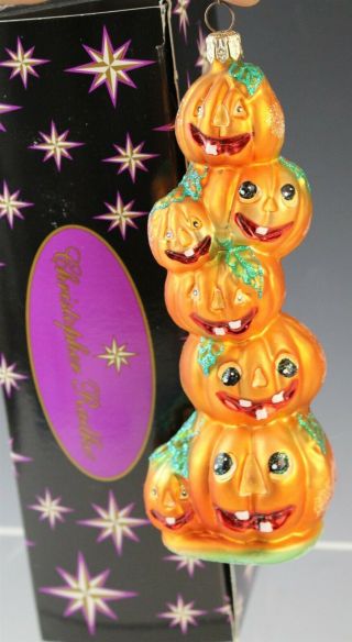 Stack Of Pumpkins Christopher Radko Art Glass Halloween Christmas Ornament