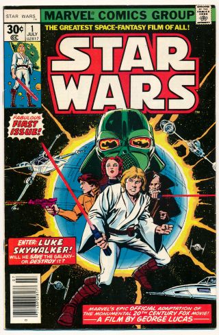 Marvel Star Wars Premiere Issue 1 News Stand Edition Comic Book 7.  5 Vf - 1977