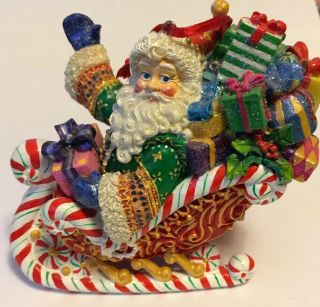 Vtg Christopher Radko Christmas Ornament Candy Ride Santa Ii 2002