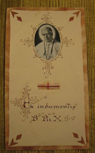 Relic Card Of St.  Pope Pius X.