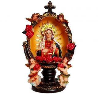 9.  5 " Inch Immaculate Heart Of Mary Bust Statue W/cherubs - Home,  Office,  Decorgift