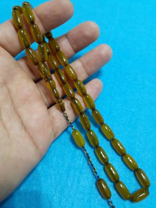 Yellow Islamic German Faturan Rosary Tasbeh Prayer Beads Bakelite Amber Masbaha
