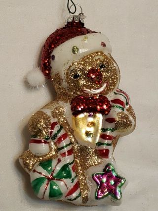 Radko Celebrations Gingerbread Man Glass Christmas Ornament Hand Crafted Cookies