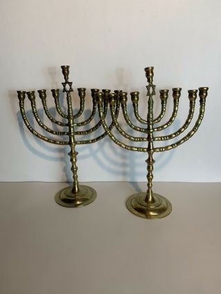 Brass 12 " Jewish Menorah Candle Holder Star Of David Us