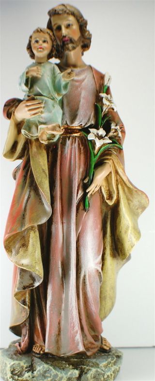 10 " Saint St Joseph With The Christ Child Jesus Catholic Statue Figurine