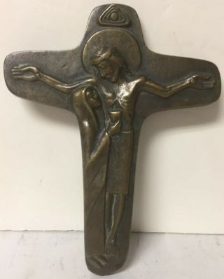 Vintage Bronze Inri Crucifix Stations Of The Cross Jesus