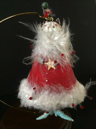 Dept 56 Krinkles Patience Brewster Cat In Red Dress W/ Feathers Christmas Orname