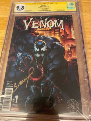 Venom 1 (2017),  Cgc Ss 9.  8; Scorpion Comics Edition Signed By Mark Bagley