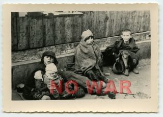 1940 Old Photo Jews Jewish Children Street Beggars In Ghetto Poland