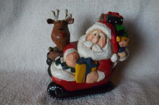Retired Eddie Walker Musical Santa Rudolph Reindeer In Sleigh W/gifts -