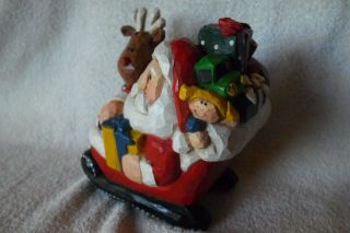 Retired Eddie Walker MUSICAL Santa Rudolph Reindeer in Sleigh w/Gifts - 2