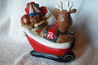 Retired Eddie Walker MUSICAL Santa Rudolph Reindeer in Sleigh w/Gifts - 3