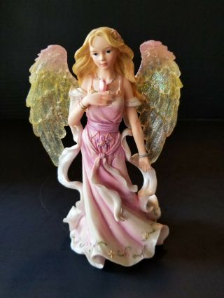 Angels Around Us Angel Love With Pink Rose 2004 Figurine Aa906 Munro