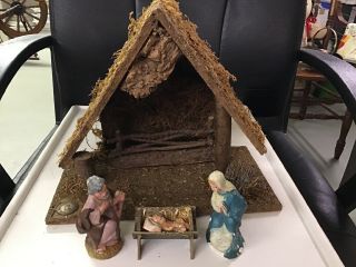 Depose Fontanini Christmas Nativity Set 5 Figures Manger Stable Vintage Depose
