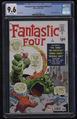 Fantastic Four 1 Facsimile Edition Cgc 9.  6 White Pages Reprint Stan Lee 1961