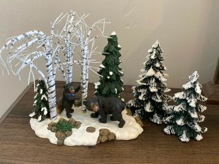 Dept.  56 Woodland Animals At Mill Creek Bears In The Trees 2 Extra Pine Trees