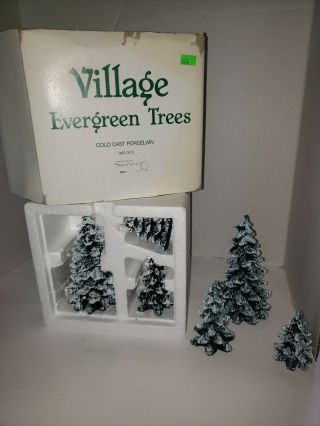 2 - Department 56 Village Evergreen Trees,  Set Of 3 Cold Cast Porcelain,  5205 - 1