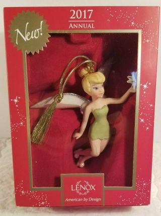 Lenox 2017 Annual Tinkerbell Up And Away Ornament Disney & Lenox