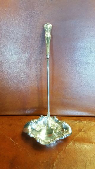 Large Silverplate 13 " And Sterling Silver Handle Punch Bowl Ladle No Mono