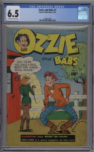 Ozzie And Babs 1 Cgc 6.  5 Fn,  Fawcett Publications 1947 Htf Hard To Find