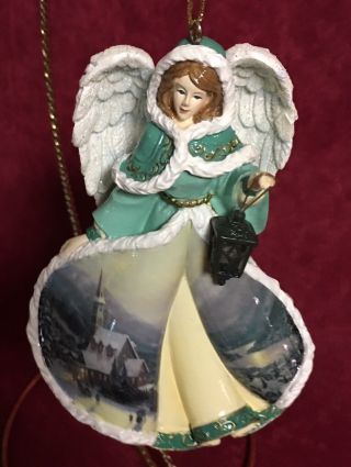 Thomas Kinkade Moonlit Village Winter Angels Of Light Christmas Ornament 20430