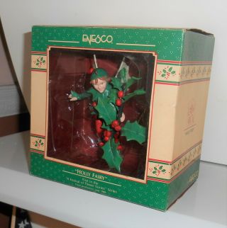 1989 Enesco Holly Fairy Ornaments First In The Festival Of Flower Fairies Series