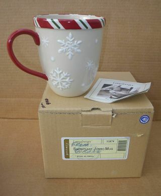Mib Longaberger Pottery Snowflake Jumbo Mug 31874 Christmas Holiday Cup