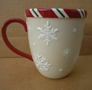 MIB Longaberger Pottery Snowflake Jumbo Mug 31874 Christmas holiday cup 2