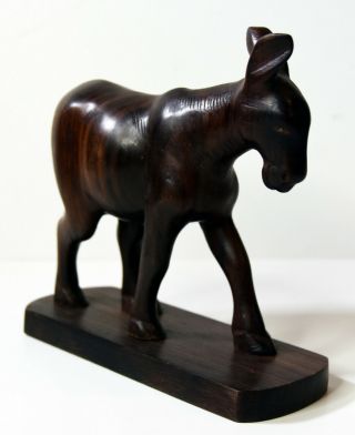 5 " Vintage Hand Carved Wooden India Donkey Statue Home Decor