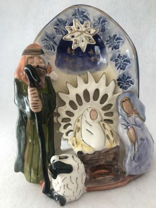 Blue Sky Christmas - The Heavens Alight - Nativity - Tealight Candle Holder