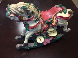 Holiday/Christmas Musical Rocking Horse Ceramic Giny 1992 3