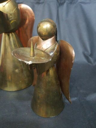 3 Vintage Angel Candle Holders Solid Brass Home Decor 2