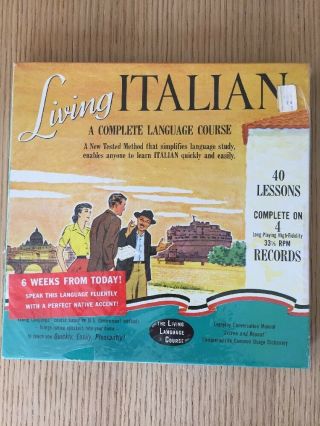 Vintage 1956 Living Italian A Complete Language Course 33 Rpm Records
