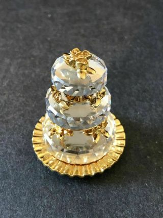 Swarovski Memories 3 Tier Wedding Cake Cut Crystal Gold Plated No Box