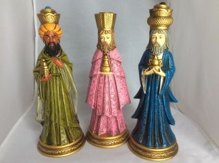 Vintage Three Wise Men Figural Candle Holders Japan Nativity Christmas G1